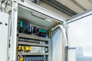 Industrial control cabinet used for monitoring and communication infrastructure